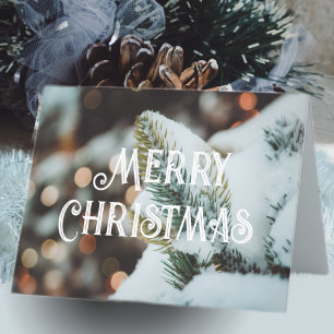 Cartes Pour Fêtes Annuelles Branche d'épinette de Noël et feux d'hiver