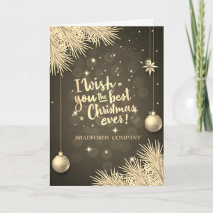 Cartes Pour Fêtes Annuelles Branches, Boules, Je Vous Souhaite Le Meilleur Noë