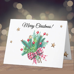 Cartes Pour Fêtes Annuelles Branches de sapin et baies mignonnes personnalisée