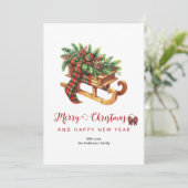 Cartes Pour Fêtes Annuelles Branches de semis en bois vert et rouge (Debout devant)