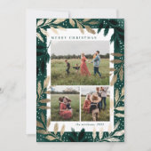 Cartes Pour Fêtes Annuelles Branches d'or 3 Photo Noël (Devant)