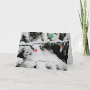 Cartes Pour Fêtes Annuelles Branches enneigées avec des lumières de Noël