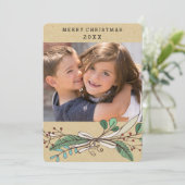 Cartes Pour Fêtes Annuelles Branches et baies Paix et joie (Debout devant)