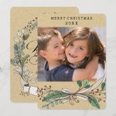 Cartes Pour Fêtes Annuelles Branches et baies Paix et joie (Devant / Derrière)