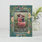 Cartes Pour Fêtes Annuelles Branches Florales Rustiques 2 Photo (Debout devant)