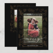 Cartes Pour Fêtes Annuelles Branches florales rustiques foncées 2 Photo (Devant / Derrière)