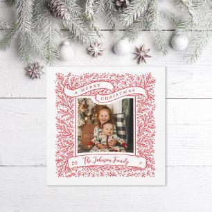 Cartes Pour Fêtes Annuelles Branches généreuses Rouge et blanc Photo Noël