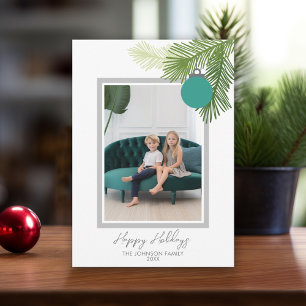 Cartes Pour Fêtes Annuelles Branches joyeuses avec Portrait Photo de Noël