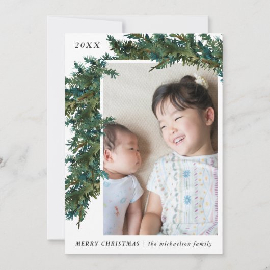 Cartes Pour Fêtes Annuelles Branches simples vertes et blanches (Devant)