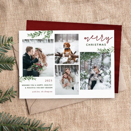 Cartes Pour Fêtes Annuelles Branches vertes 4 Photo Collage