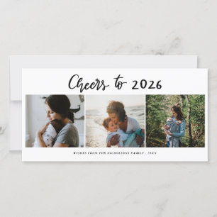 Cartes Pour Fêtes Annuelles Bravo 2026 Script Trois Photo Collage Moderne