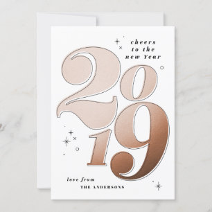 Cartes Pour Fêtes Annuelles Bravo à la nouvelle année audacieuse cuivre 2019