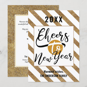 Cartes Pour Fêtes Annuelles Bravo au Jour de l'An Script moderne Gold Black St