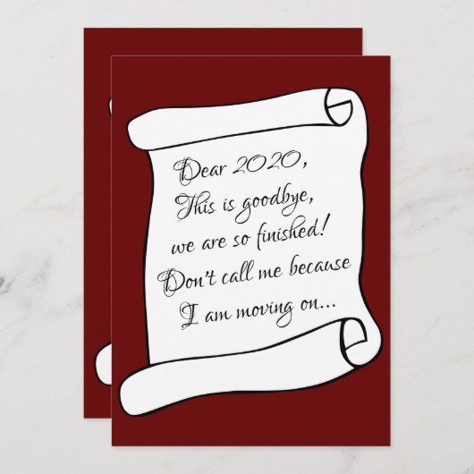 Cartes Pour Fêtes Annuelles Breaking up with 2020 Funny Joyeuses Fêtes (Devant / Derrière)