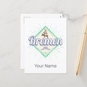 Cartes Pour Fêtes Annuelles Bremen City Allemagne Retro Town Musiciens Vintage