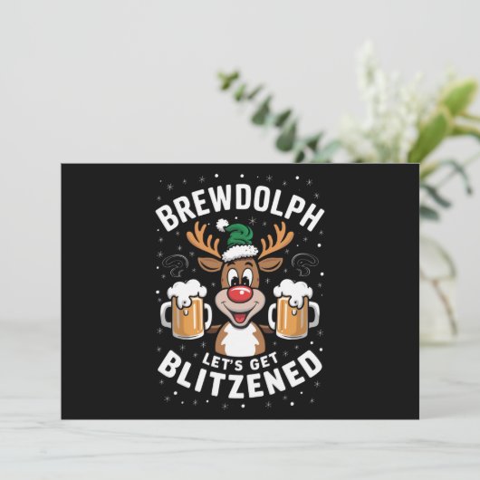 Cartes Pour Fêtes Annuelles Brewdolph Faisons nous sonner et trinquons Noël Re (Debout devant)