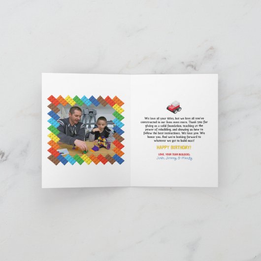Cartes Pour Fêtes Annuelles BrickMaster Block, Papa Bonus Papa, Stepdad Annive (Intérieur)