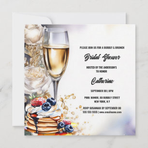 Cartes Pour Fêtes Annuelles Bridal douche bulle brunch rose flapjacks tendance