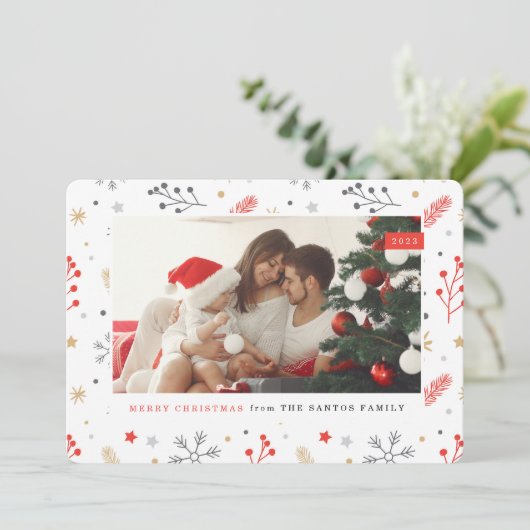 Cartes Pour Fêtes Annuelles Bright Joyeux Noël Photo éléments de noël (Debout devant)