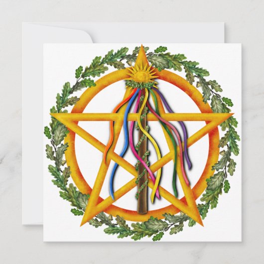 Cartes Pour Fêtes Annuelles Bright Maypole Beltane Sun Pentacle (Devant)