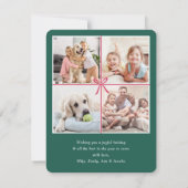 Cartes Pour Fêtes Annuelles Bright Modern Bow Joyeux Noël Photo Collage (Dos)