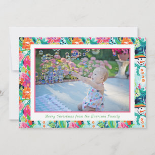 Cartes Pour Fêtes Annuelles Bright Palm Beach Christmas Snowman Photo