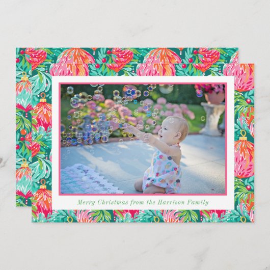 Cartes Pour Fêtes Annuelles Bright Palm Beach Ornements de Noël Photo (Devant / Derrière)