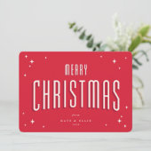 Cartes Pour Fêtes Annuelles Bright Red Joyeux Noël Retro Stations Appartement (Debout devant)