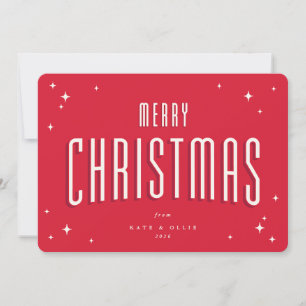 Cartes Pour Fêtes Annuelles Bright Red Joyeux Noël Retro Stations Appartement