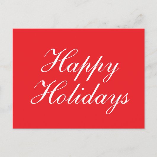 Cartes Pour Fêtes Annuelles Bright Red Plain Elegant Happy Holidays Message (Devant)