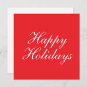 Cartes Pour Fêtes Annuelles Bright Red Plain Elegant Happy Holidays Message (Devant / Derrière)