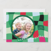Cartes Pour Fêtes Annuelles Bright Retro Plaid 4 Photo Happest (Devant)