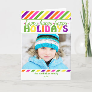 Cartes Pour Fêtes Annuelles BRIGHT Stripes Colorful Christmas Card