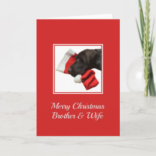 Cartes Pour Fêtes Annuelles Brillant Grizzly Frère & Femme Joyeux Noël
