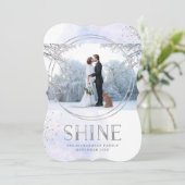 Cartes Pour Fêtes Annuelles Briller | Photo Hanoukka en argent et bleu clair (Debout devant)