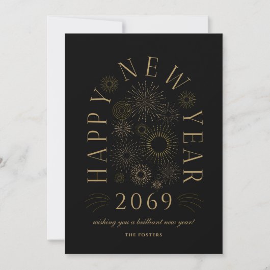 Cartes Pour Fêtes Annuelles Brilliant New Year Firework Business Greeting Card (Devant)