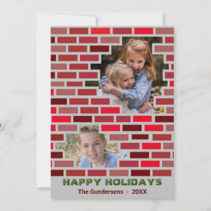 Cartes Pour Fêtes Annuelles Briques de collage de la famille de Noël