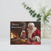 Cartes Pour Fêtes Annuelles British Christmas Card with Santa Claus at Pub (Debout devant)