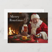 Cartes Pour Fêtes Annuelles British Christmas Card with Santa Claus at Pub (Devant / Derrière)