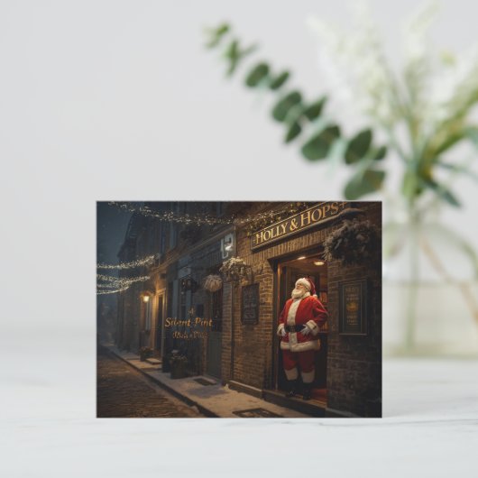 Cartes Pour Fêtes Annuelles British Christmas Card with Santa Claus at Pub (Debout devant)