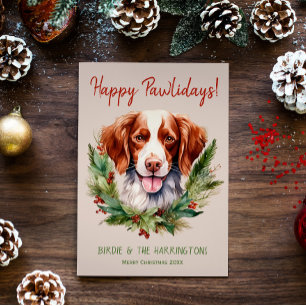 Cartes Pour Fêtes Annuelles Brittany Spaniel Chien Noël Joyeux Pawlidays