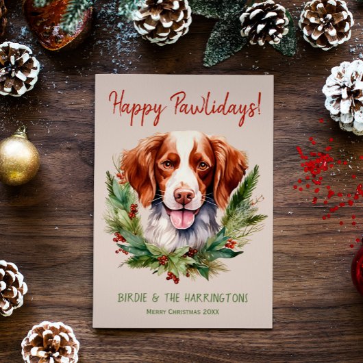 Cartes Pour Fêtes Annuelles Brittany Spaniel Chien Noël Joyeux Pawlidays