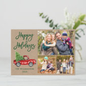 Cartes Pour Fêtes Annuelles Brochure moderne Script Camion 3 Photo Kraft (Debout devant)