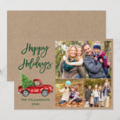 Cartes Pour Fêtes Annuelles Brochure moderne Script Camion 3 Photo Kraft (Devant / Derrière)