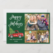 Cartes Pour Fêtes Annuelles Brochure moderne Script Camion 3 photo vert (Devant)