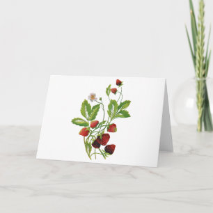 Cartes Pour Fêtes Annuelles Broderie de fraises fraîches du printemps
