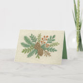 Cartes Pour Fêtes Annuelles Broderie Noël Floral Sprig Pinecone (Devant)
