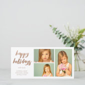 Cartes Pour Fêtes Annuelles Bronze Joyeuses Vacances Blanc 3 Frame Photocard (Debout devant)