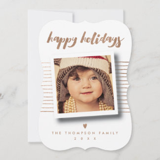 Cartes Pour Fêtes Annuelles Bronze Joyeuses Vacances Script Photo de Noël