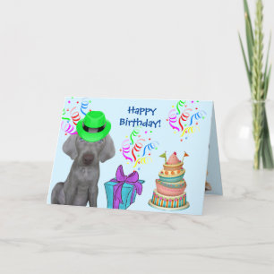 Cartes Pour Fêtes Annuelles Brooklyn the Weimaraner's Birthday Blast in Blue